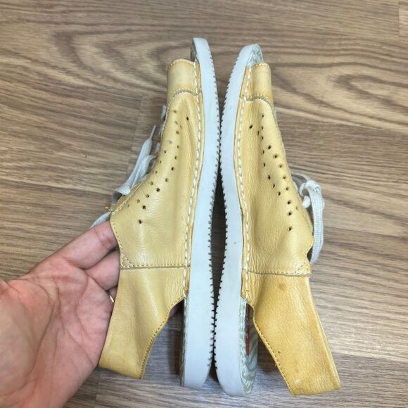 Softinos By Fly London Shoes Womens Sz 38 Yellow Lace Up Peep Toe Shoes Comfort - Picture 3 of 10